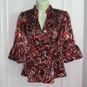 Violet & Claire brown & red floral blouse